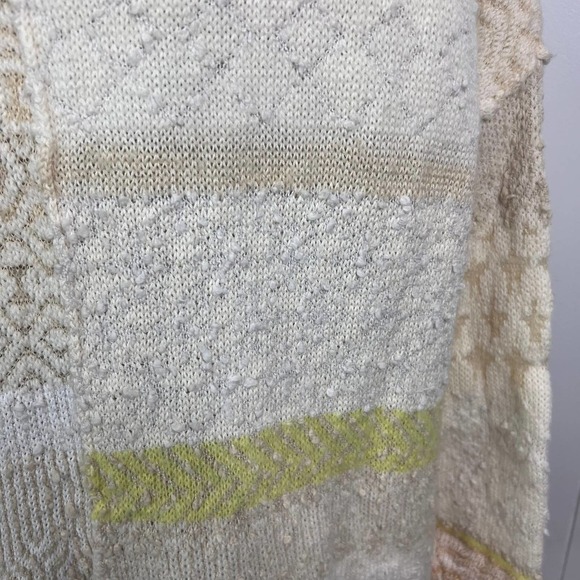Free People Yellow and Tan Patchwork Oversized Cowl Neck Sweater SZ XS - Picture 9 of 10